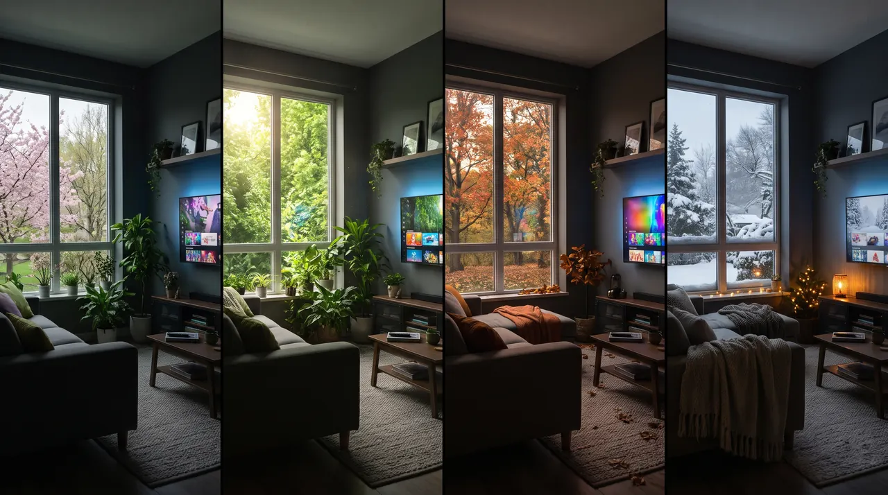 Abonnement IPTV 12 mois : le même salon et la même TV au fil des quatre saisons, une année complète de télévision